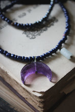 Load image into Gallery viewer, The Spellcaster Necklace | No.3. Hand-strung Amethyst Moon Pendant Necklace.