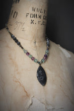 Load image into Gallery viewer, Northern Lights | Black Aurora. Beaded Gemstone Pendant Necklace.