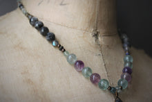 Load image into Gallery viewer, Northern Lights | Black Aurora. Beaded Gemstone Pendant Necklace.