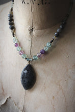 Load image into Gallery viewer, Northern Lights | Black Aurora. Beaded Gemstone Pendant Necklace.