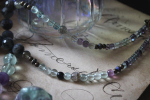 Northern Lights | Black Aurora. Beaded Gemstone Pendant Necklace.