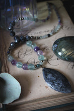 Load image into Gallery viewer, Northern Lights | Black Aurora. Beaded Gemstone Pendant Necklace.