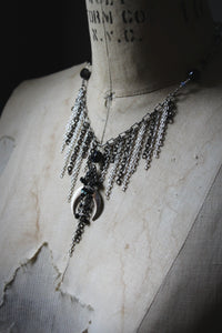 The Neon Garden | Bat Orchid. Chain Fringe & Crescent Moon Necklace.