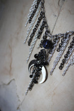 Load image into Gallery viewer, The Neon Garden | Bat Orchid. Chain Fringe &amp; Crescent Moon Necklace.