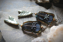 Load image into Gallery viewer, Along the River |  Damselfly. Artisan Glass &amp; Ceramic Earrings.