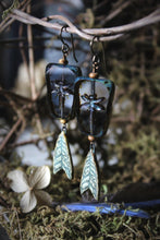Load image into Gallery viewer, Along the River |  Damselfly. Artisan Glass &amp; Ceramic Earrings.