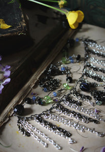 The Neon Garden | Bat Orchid. Chain Fringe & Crescent Moon Necklace.