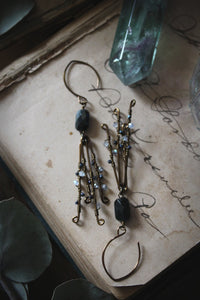 Northern Lights | Chiron. Bronze Gemstone Earrings.