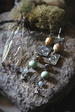 Load image into Gallery viewer, Along the River |  Silvered Sun. Gemstone &amp; Artisan Pewter Earrings.