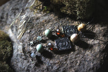 Load image into Gallery viewer, Along the River |  Silvered Sun. Gemstone &amp; Artisan Pewter Earrings.