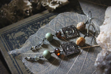 Load image into Gallery viewer, Along the River |  Silvered Sun. Gemstone &amp; Artisan Pewter Earrings.