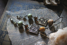 Load image into Gallery viewer, Along the River |  Silvered Sun. Gemstone &amp; Artisan Pewter Earrings.