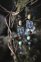 Load image into Gallery viewer, Along the River |  Silvered Sun. Gemstone &amp; Artisan Pewter Earrings.