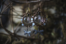 Load image into Gallery viewer, Along the River |  Water Nymph. Gemstone &amp; Vintage Glass Earrings.