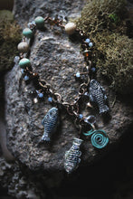 Load image into Gallery viewer, Along the River |  Riverbend. Artisan Glass &amp; Gemstone Charm Bracelet.