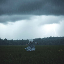 Load image into Gallery viewer, The Rain Minder. Storyteller Series. Layered Glass Drop &amp; Gunmetal Necklace.
