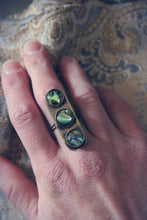 Load image into Gallery viewer, Vintage Artisan Brass, Copper &amp; Abalone Ring.