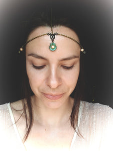 Nine Daughters  |  Kólga. Freshwater Pearl & Crystal Headchain.