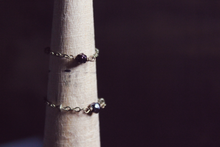 Load image into Gallery viewer, The Pip Ring | Berry. Antiqued Brass &amp; Glass Bead Chain Ring.