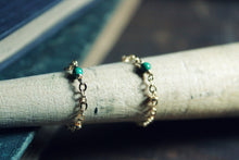 Load image into Gallery viewer, The Pip Ring | Malachite. 14k Gold &amp; Stone Bead Chain Ring.