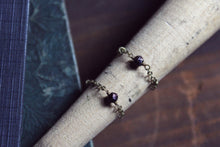 Load image into Gallery viewer, The Pip Ring | Berry. Antiqued Brass &amp; Glass Bead Chain Ring.