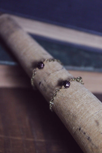 The Pip Ring | Berry. Antiqued Brass & Glass Bead Chain Ring.