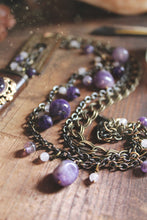 Load image into Gallery viewer, Tidings Curiosity Shoppe. Storyteller Series. Antique Escutcheon &amp; Figa Statement Necklace.