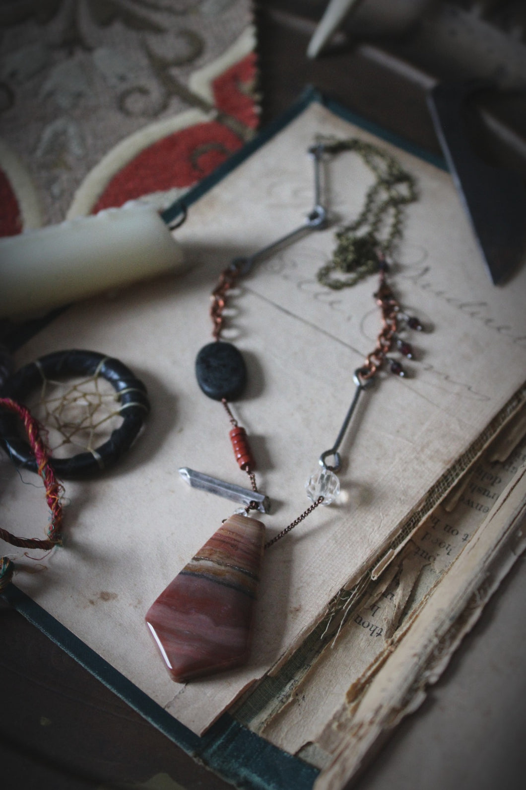 Weavers & Warriors  |  Brothers Crow :: Frostbane. Gemstone Pendant Charm Necklace.