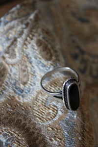 Vintage Black Onyx & Sterling Silver Ring.