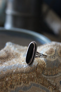 Vintage Black Onyx & Sterling Silver Ring.