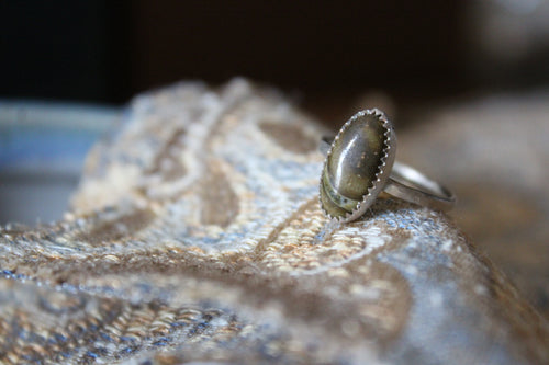 Vintage Artisan Jasper & Sterling Silver Ring.