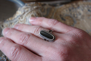 Vintage Black Onyx & Sterling Silver Ring.