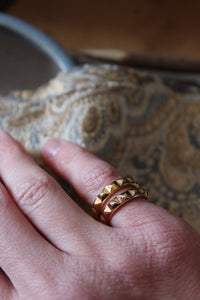 Vintage Sterling Silver Gold-plated Studded Band Rings.