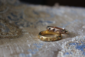 Vintage Sterling Silver Gold-plated Studded Band Rings.