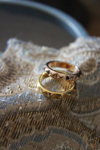 Vintage Sterling Silver Gold-plated Studded Band Rings.