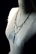 Load image into Gallery viewer, The Rain Minder. Storyteller Series. Layered Glass Drop &amp; Gunmetal Necklace.