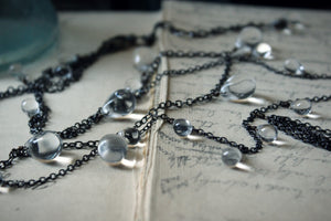 The Rain Minder. Storyteller Series. Layered Glass Drop & Gunmetal Necklace.