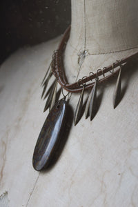 Liana. Layered Earthen Suede & Agate Pendant Necklace.