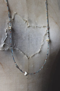 Coastal. Hand-strung Long Layering Beaded Necklace.