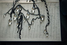 Load image into Gallery viewer, The Rain Minder. Storyteller Series. Layered Glass Drop &amp; Gunmetal Necklace.