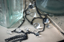 Load image into Gallery viewer, The Rain Minder. Storyteller Series. Layered Glass Drop &amp; Gunmetal Necklace.