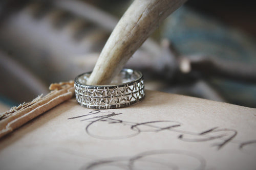 Vintage Openwork Lattice Sterling Silver Ring.