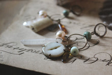 Load image into Gallery viewer, Castaway | No.2. Mismatched Gemstone, Coral &amp; Antiqued Brass Earrings.