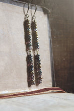 Load image into Gallery viewer, Thunder &amp; Lightning. Rustic Glass Beaded Linear Earrings.