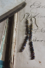 Load image into Gallery viewer, Thunder &amp; Lightning. Rustic Glass Beaded Linear Earrings.