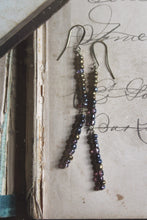 Load image into Gallery viewer, Thunder &amp; Lightning. Rustic Glass Beaded Linear Earrings.