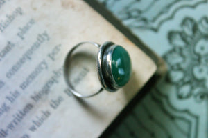 Vintage Green Agate & Sterling Silver Ring.