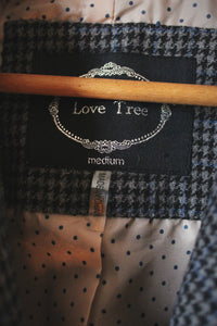 LOVE TREE Houndstooth Print One Button Blazer