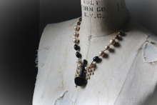 Load image into Gallery viewer, 13 House Theater | Violin Concerto. Storyteller Series. Vintage Violin Peg &amp; Faux Pearl Statement Necklace.