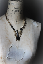 Load image into Gallery viewer, 13 House Theater | Violin Concerto. Storyteller Series. Vintage Violin Peg &amp; Faux Pearl Statement Necklace.